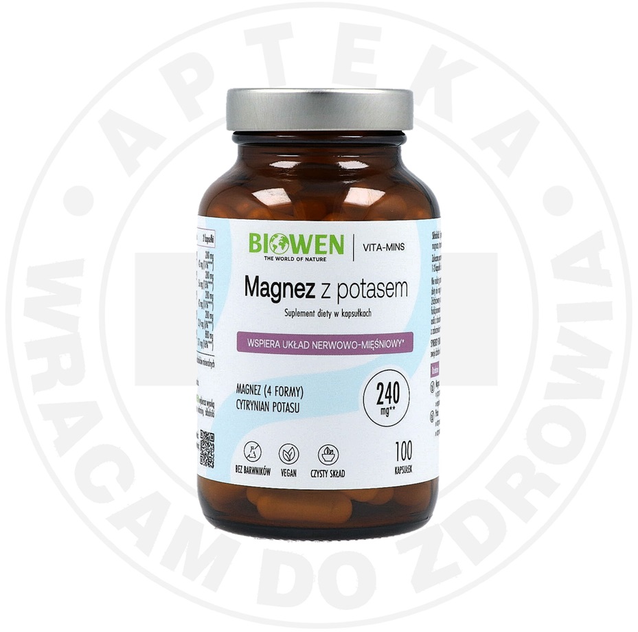 Biowen Magnez z potasem kapsułki 1000 mg, 100 kapsułek