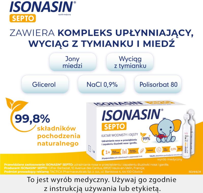 ISONASIN SEPTO Wyrób medyczny 20 ampułek