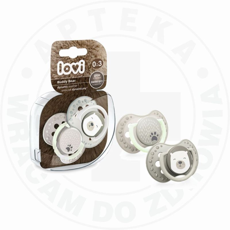 LOVI Smoczek silikonowy dynamiczny 0-2 m Buddy Bear 2 szt.