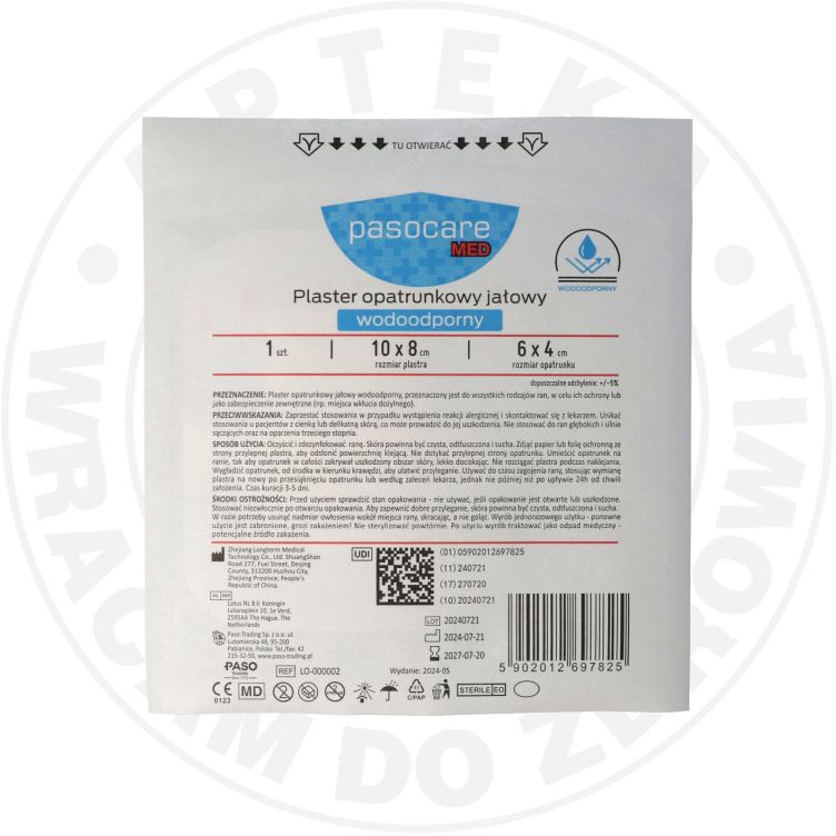 Pasocare Med plaster opatrunkowy jałowy 10 cm x 8 cm